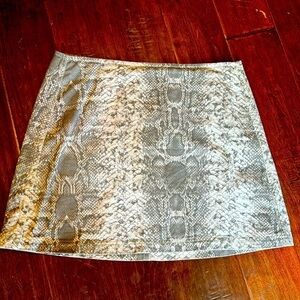 BDG snake print denim miniskirt grey and neutral tones back zipper size large